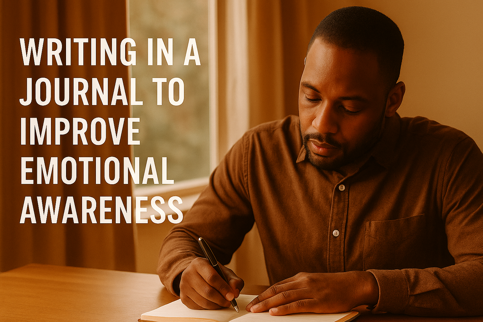 Person writing in a thought journal to improve emotional awareness