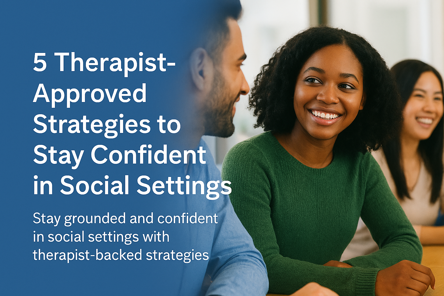 Person practicing social confidence in group setting.